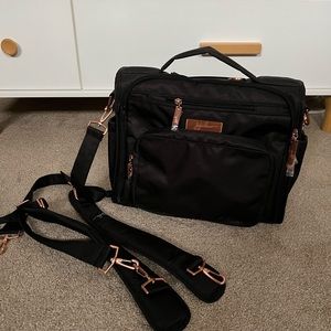 Black Jujube diaper bag with Rose Gold hardware
